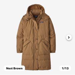 New With Tags Patagonia Women's Downdrift Parka - Color Nest Brown 