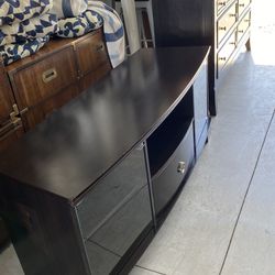  Console Table With Drawer 4 Shelves And Glass Doors.   