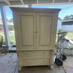 Beautiful Armoire For Clothes Or TV with Recessing Doors And Two Drawers 