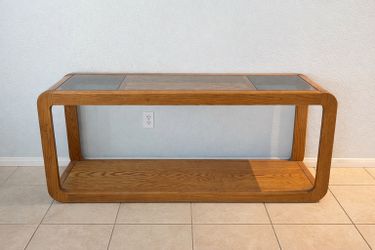 🚨MUST GO TODAY🚨 Solid Wood Console Table w/ Glass Top – Entryway or Living Room