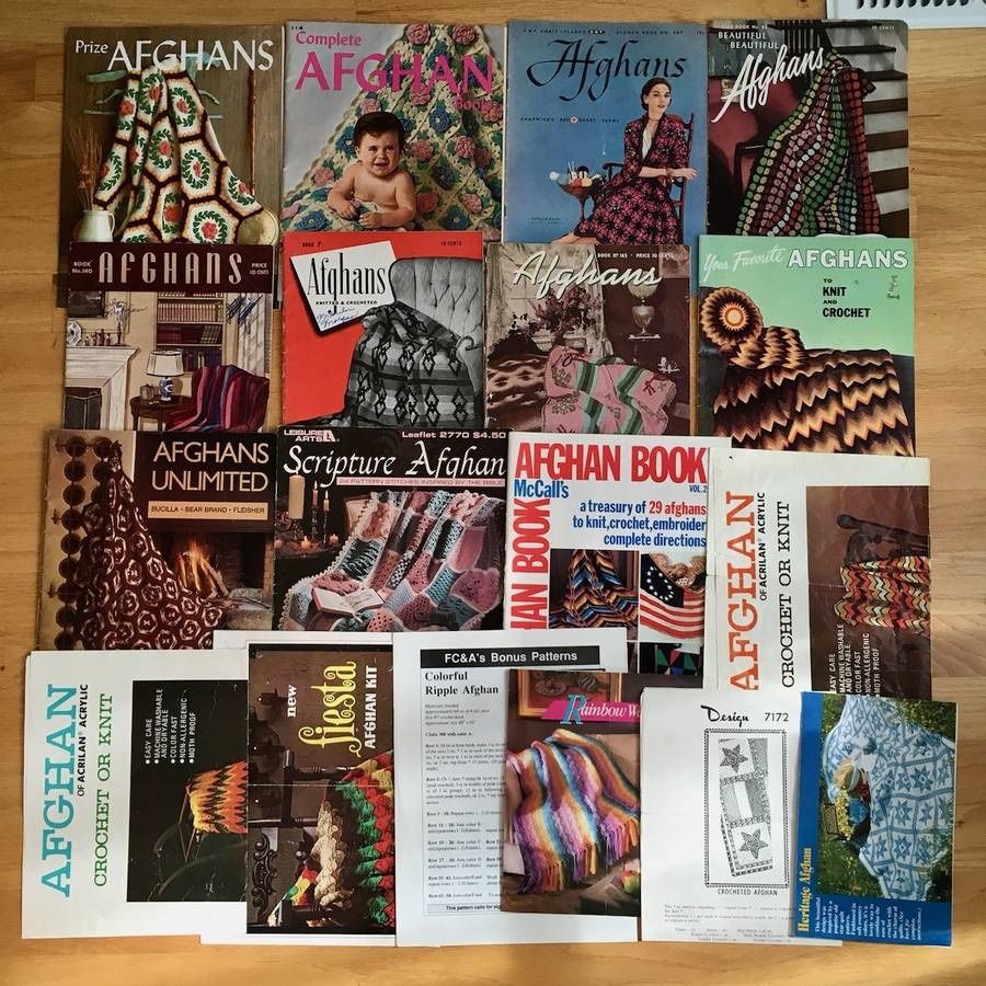 Lot of 18 Vintage Afghan Crochet Magazines, Booklets, Pamphlet Patterns Sheets