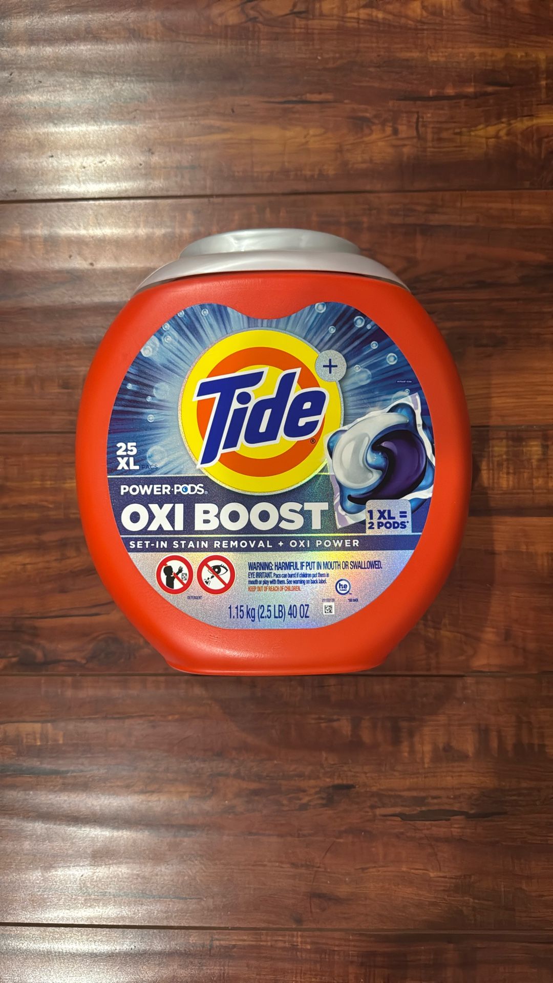 Tide + OXI Boost POWER PODS Laundry Detergent; Set-In Stain Removal + OXI Power: 25 XL Pods