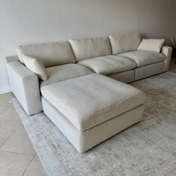 NEW Beige Linen Cloud Couch Sectional