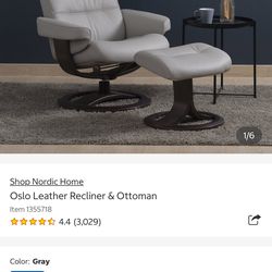 Leather Recliner & Ottoman