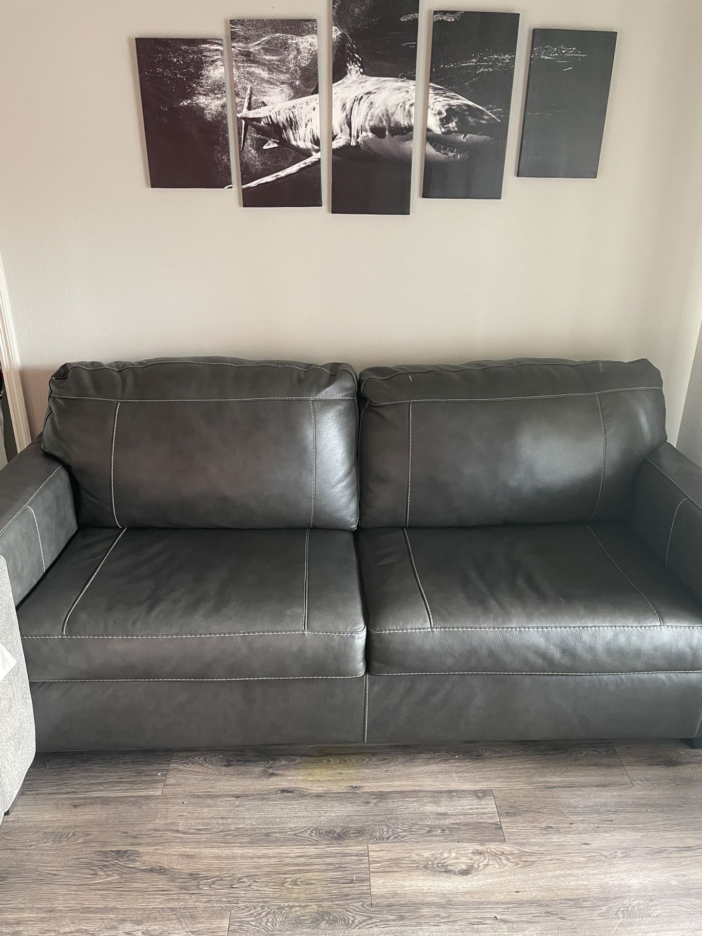 Ashley Furniture Leather Sofa, Chair, and Ottoman