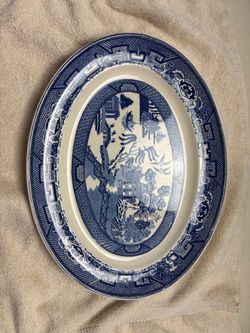 Vintage Homer Laughlin Blue Willow Oval Serving Platter