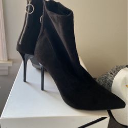 Black Suede Bootie Heels