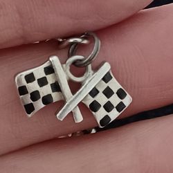 Vtg.sterling Silver "CHECKERD FLAG" Charm