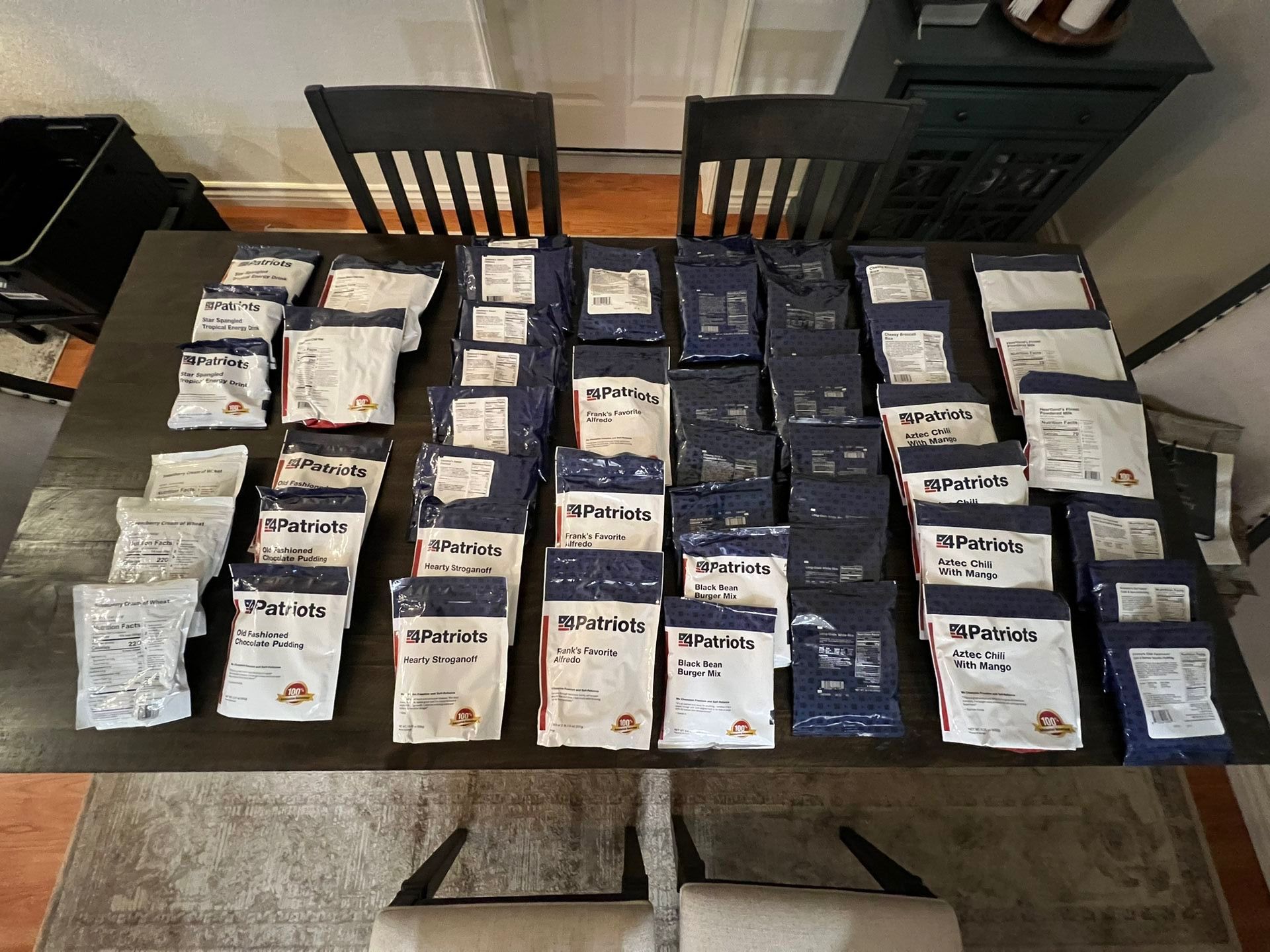 344 bags (8 servings ea) 4- Month Emergency/Survival or Camping Food in large storage bin.