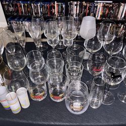 Various Wine Glasses Drinking High Low Stemless 