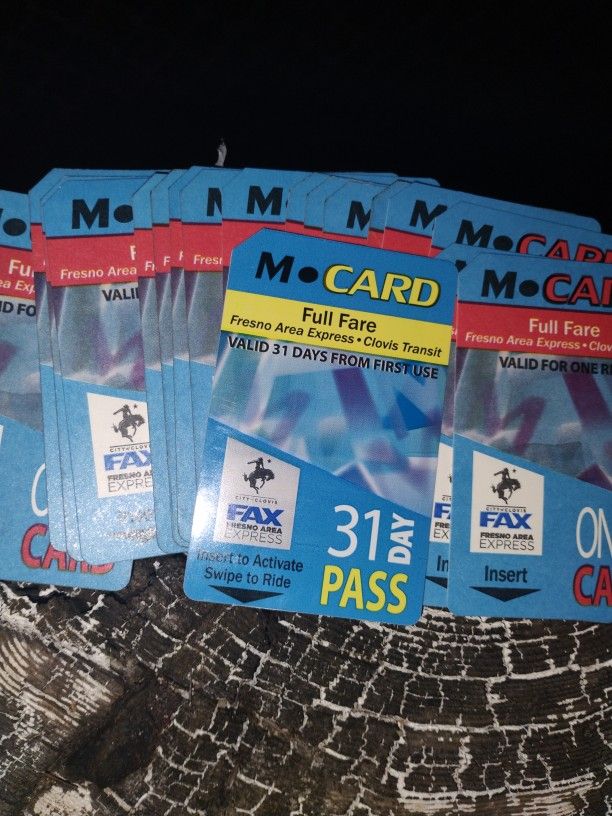 31-day Bus Pass And 17 One Ride Bus Cards
