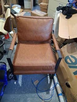 Brown faux leather living room accent chair