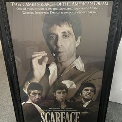Scarface framed movie poster wall art featuring Tony Montana.