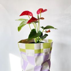 Yellow And Brown Handmade Planter Bag