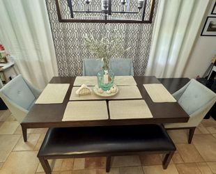 Ashley Furniture Dining Table & 4 West Elm Chairs