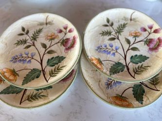 4 Hand Painted Dinner Plates 