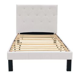 Twin Size Faux Leather Bed Frame 