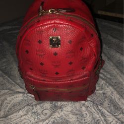 Red Mcm Backpack