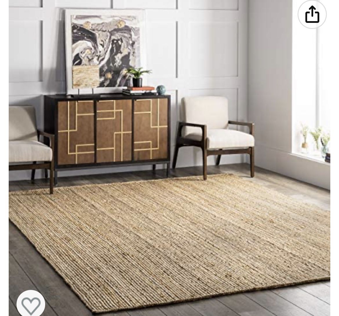 Hand Woven Farmhouse Jute Area Rug, 8' x 10', Natural for Sale in Fort