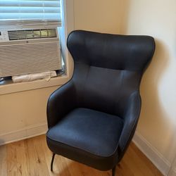 Black Genuine Leather Accent Chair