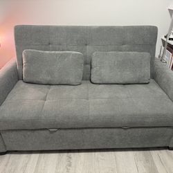 73” Queen Rolled Arm Tufted Back Convertible Sleeper Sofa With Cushions. 
