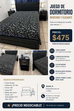 🛏️ JUEGO DE DORMITORIO QUEEN COMPLETO – $475 NEGOCIABLE