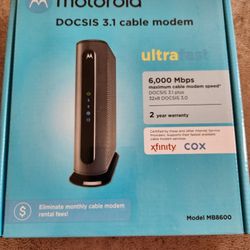 Motorola MB8600 DOCSIS 3.1 Cable Modem - Approved for Cox, Comcast Xfinity, and CableOne, Supports Cable Plans up to 1000 Mbps | 1 Gbps Ethernet Port