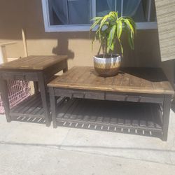 2 patio tables with drawers
