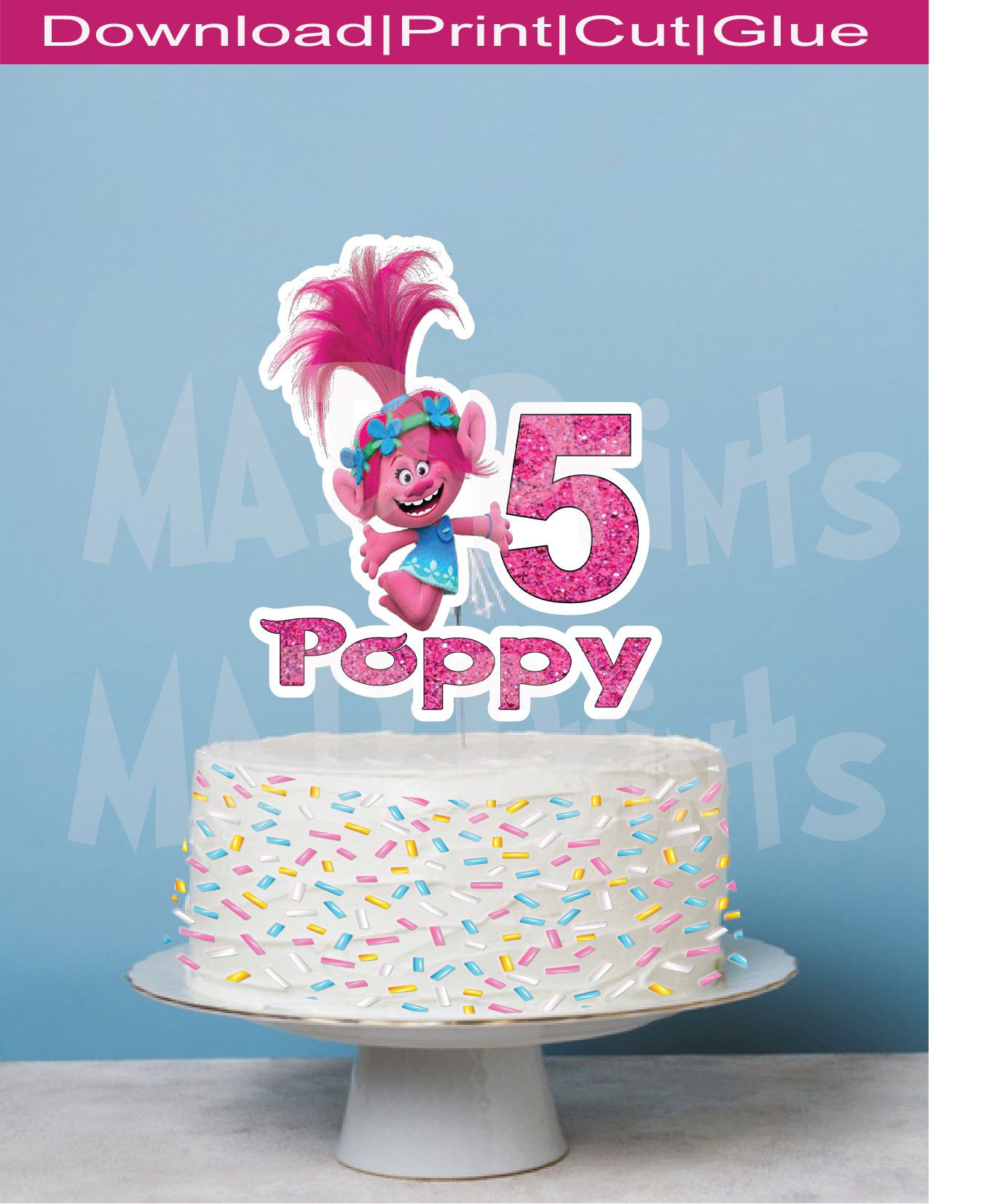 Printable Poppy Cake Topper