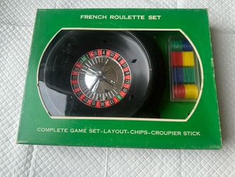 Vintage French Roulette Set & Poker Chips Complete Game Set Tabletop Gambling
