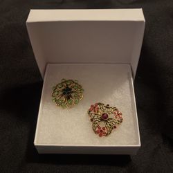 Green And Red Brooches 
