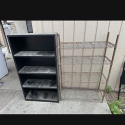 2 Metal Racks Or Shelfs For Storage Both About 5 Ft Tall 