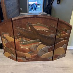 Beautiful Montana  Fish  Decorative Wood Fire Place Cover 