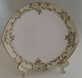 Antique Nippon Hand Painted Raised Gold Gilded Floral Serving Dish Made in Japan