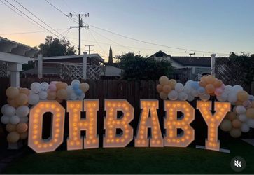 12pc Marquee Letters & Numbers Set (40”) – “OH BABY” + Numbers 0-5 (All Pre-Wired)