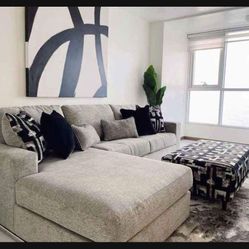 L Shape Modern Cozy Stone Couch Sectional With Chaise | Brand New| Fastest Delivery | Financing Available | 