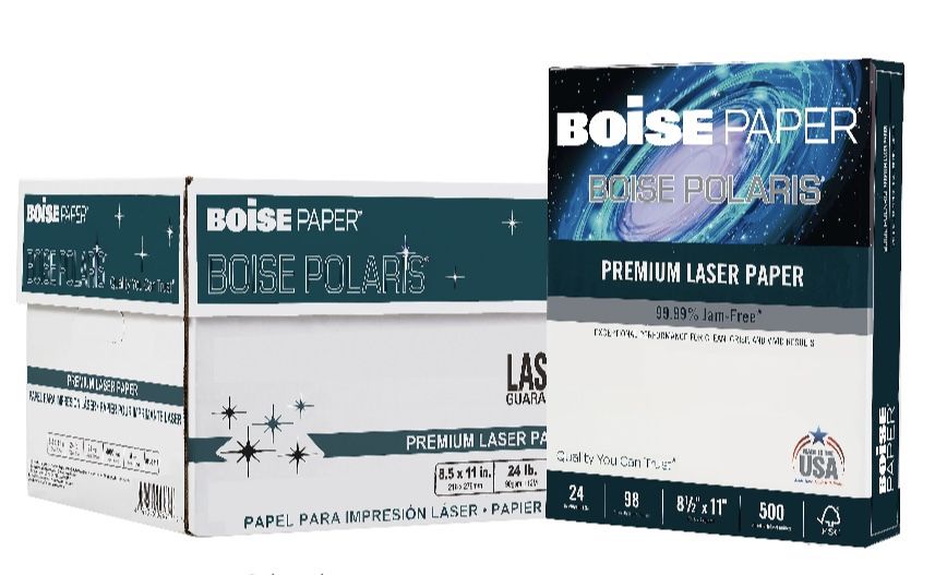 8 Reams 8.5×11 • 24lb • 98 Bright — Boise Polaris Premium Laser Paper