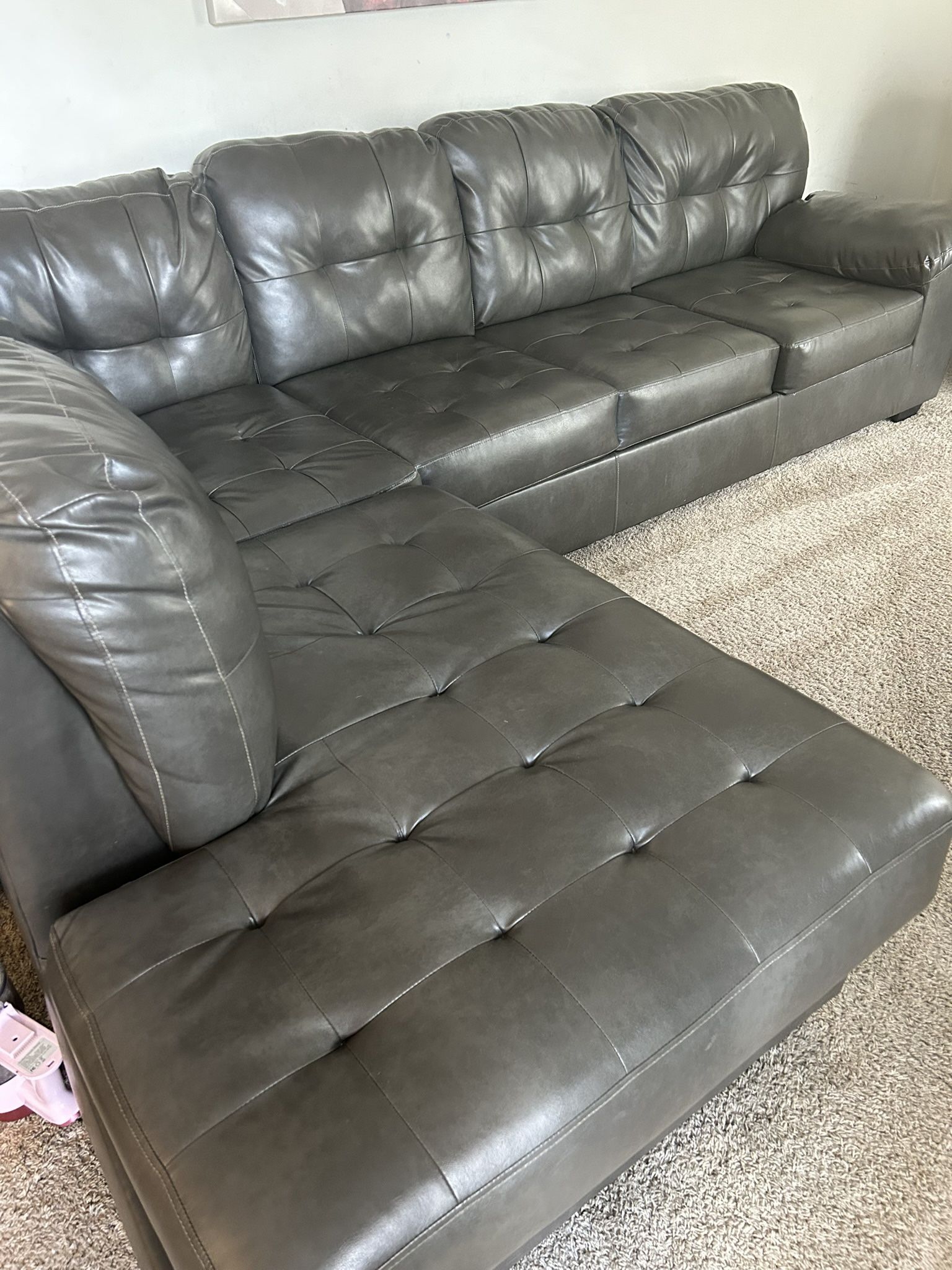 Leather Grey Sectional 
