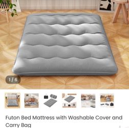 Futon Bed Mattress with Washable Cover and Carry Bag $40