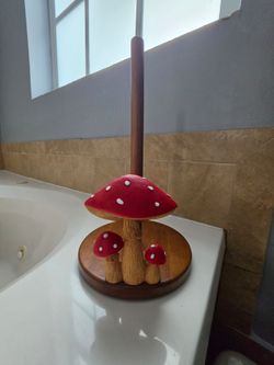 Adorable mushroom paper towel holder (100% REAL WOOD)