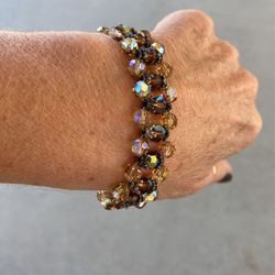 Swarovski Crystal Bracelet & Coker, Beveled Stones W Sterling Silver Findings 