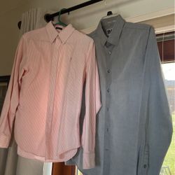 2 Boys Button Down Dress Shirts.  Size 12/14