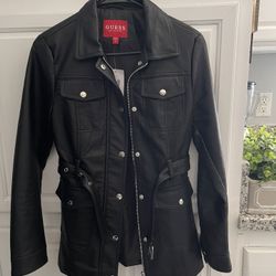 Black Guess Leather Coat 