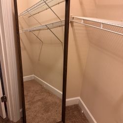 Brown Wooden floor Length Mirror W/stand