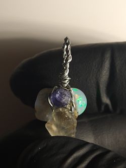 Tanzanite, Opal, Moonstone, Quartz Pendant 