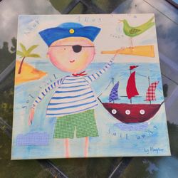 Pirate Art Mixed Media on Canvas by Liz Murphy
