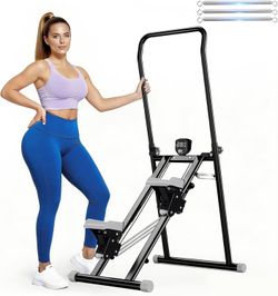 Stair Stepper for Home–Adjustable 3-Level Resistance Vertical Climber, Folding Cardio Stair Climber, Adjustable Handlebar & 3-Level Pedal Angle for Le