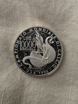 Italian 10,000 lire silver coin