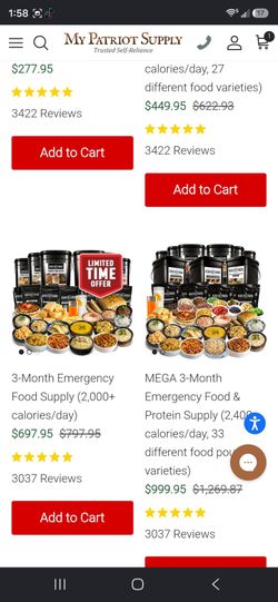 2 new sealed emergency food supply buckets