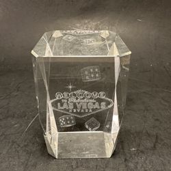 LAS VEGAS Laser Etched Glass Paper Weight Figure